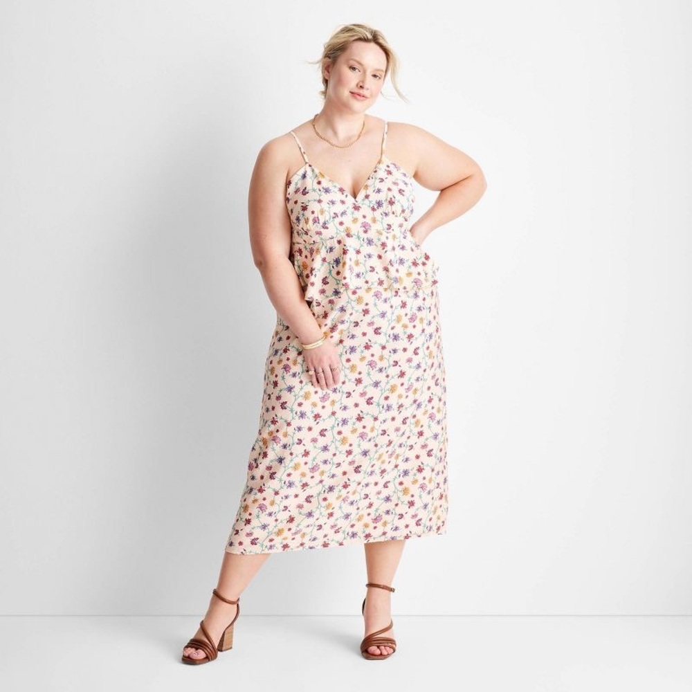Future Collective Jenny K Lopez Floral Print Sleeveless Empire Ruffle Midi Dress